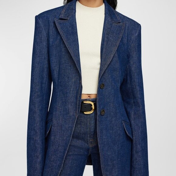 SIMKHAI ! Jasper Cinched-Waist Denim Blazer Jacket in Imperial ( US/2) - Picture 4 of 12